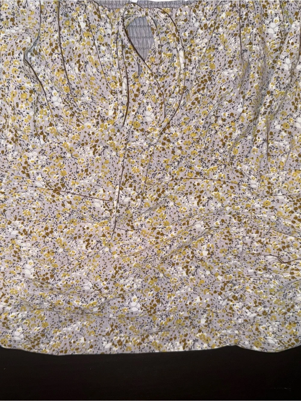 ASTR Lavender and Yellow Floral Bardot Crop Top